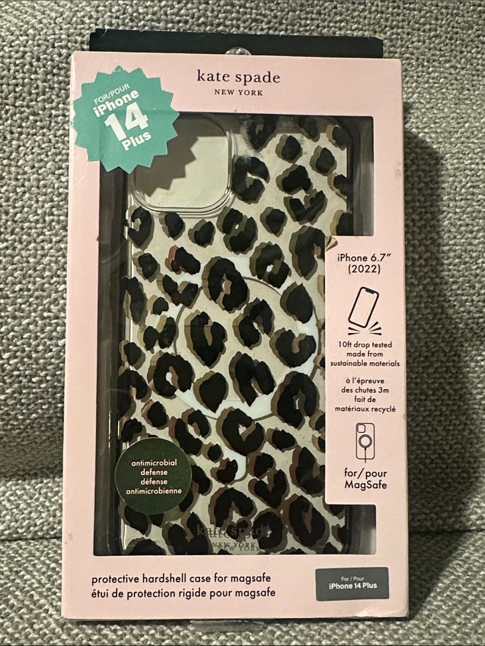 kate spade Leopard Print iPhone 14 Plus Case - Cream & Black new